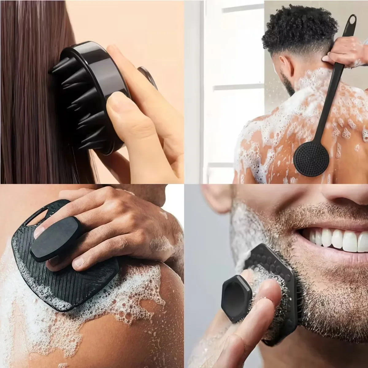 4-Piece Silicone Body Scrubber Set | Luvoskin