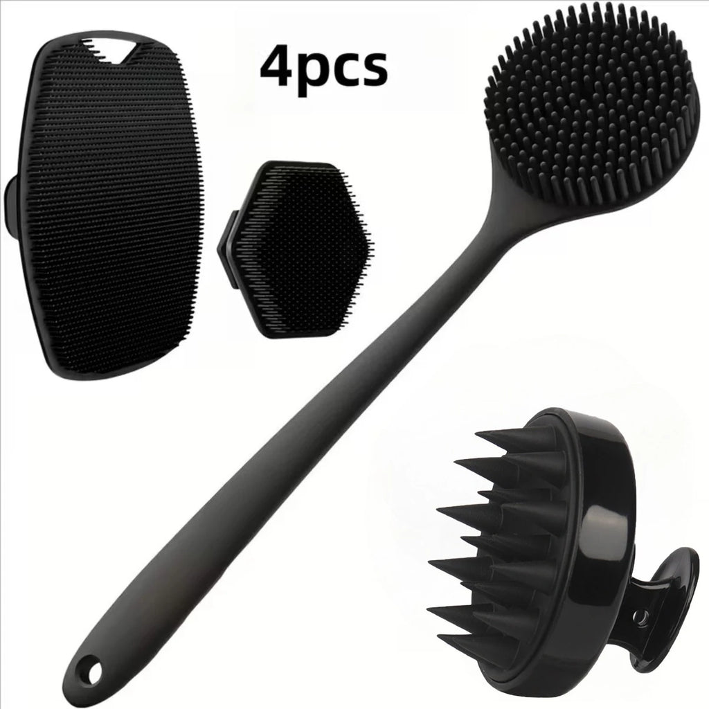 4-Piece Silicone Body Scrubber Set | Luvoskin