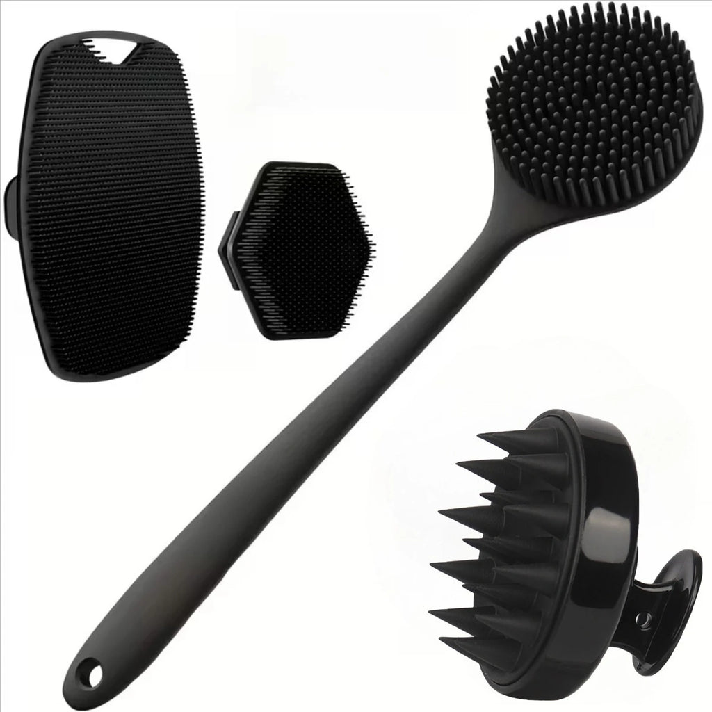 4-Piece Silicone Body Scrubber Set | Luvoskin